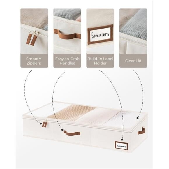 Underbed Storage Box, Under Bed Clothes Organizer With Sturdy Structure - Picture 3 of 8